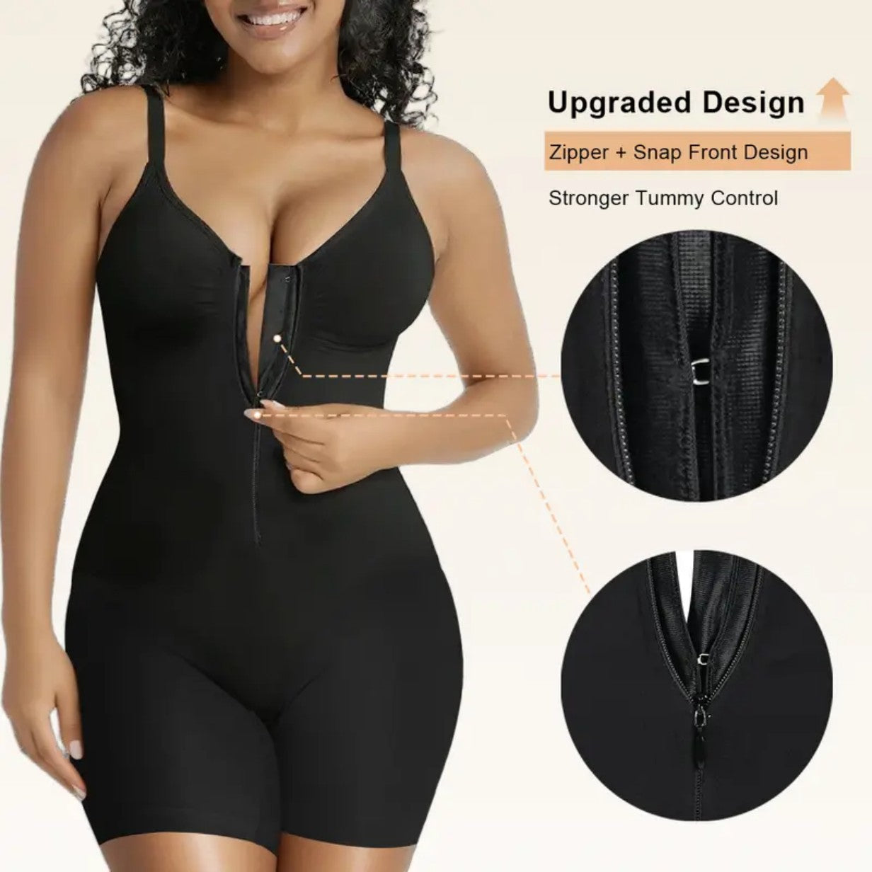 Women's Zip-Up Shaping Bodysuit Tummy Control Ultra-Stretch Comfort Fit