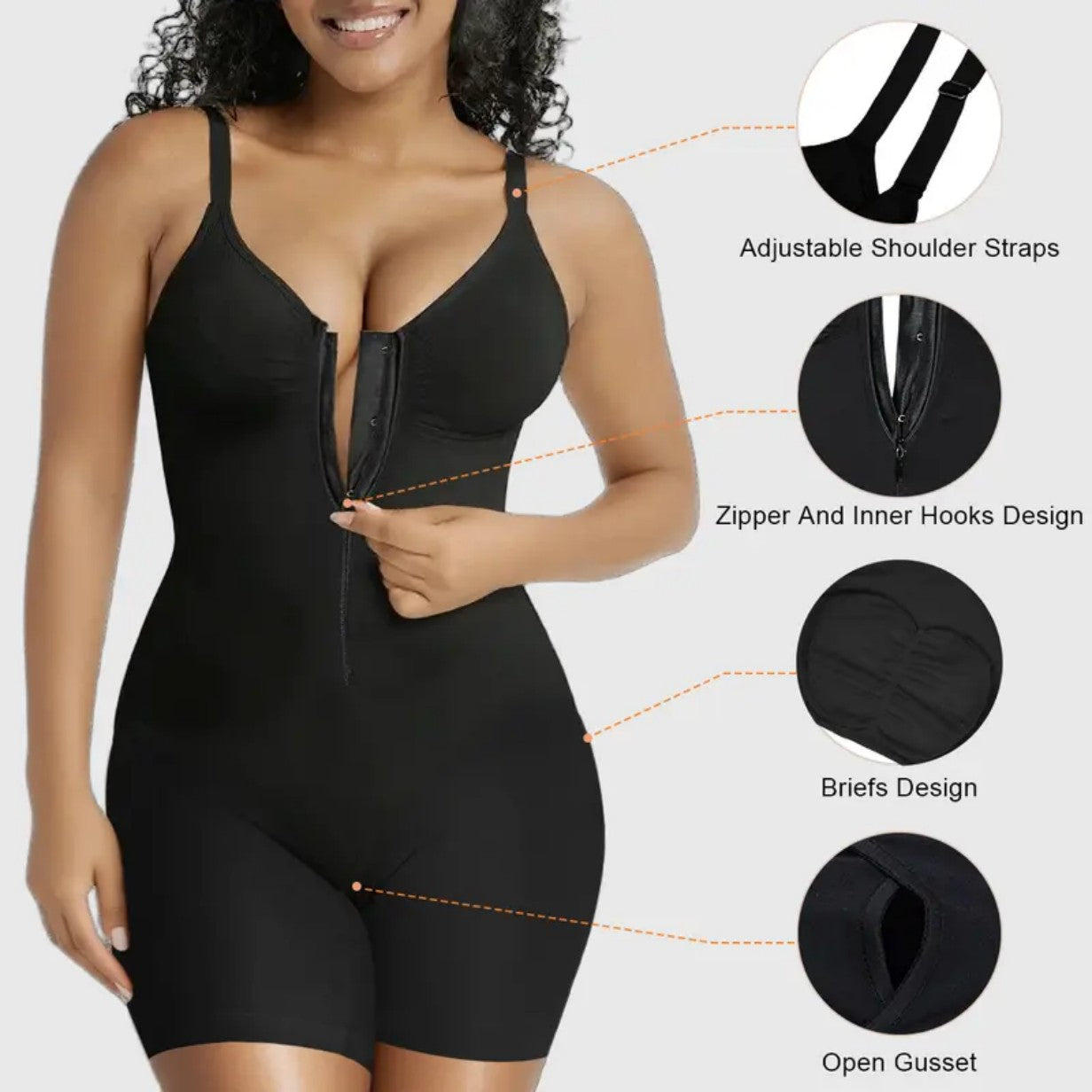 Women's Zip-Up Shaping Bodysuit Tummy Control Ultra-Stretch Comfort Fit