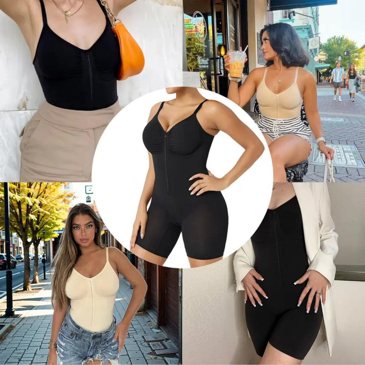 Women's Zip-Up Shaping Bodysuit Tummy Control Ultra-Stretch Comfort Fit